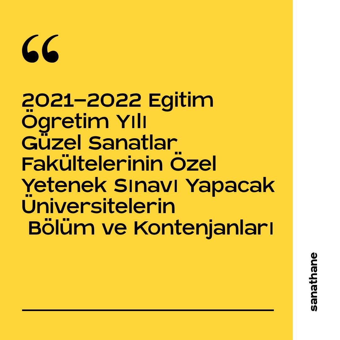 2021 YILI ÖZEL YETENEK SINAVIYLA ÖĞRENCİ ALIMI YAPACAK OLAN  GÜZEL SANATLAR FAKÜLTELERİNİN  BÖLÜM VE KONTENJANLARI 